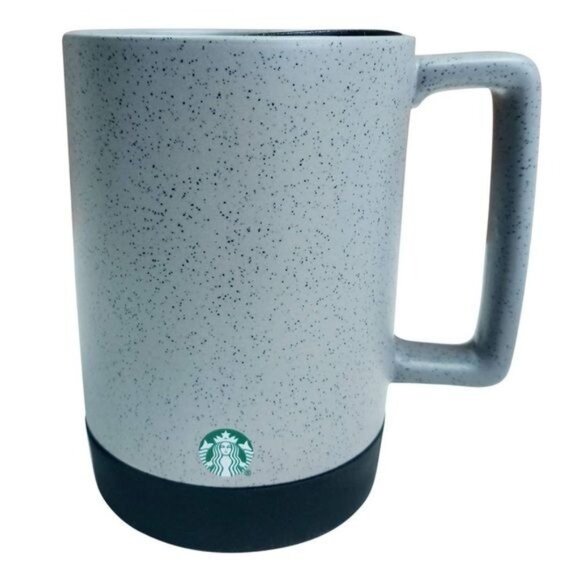 Starbucks Speckled Ceramic Coffee Mug 14 Oz Gray With Black Base - Picture 1 of 3